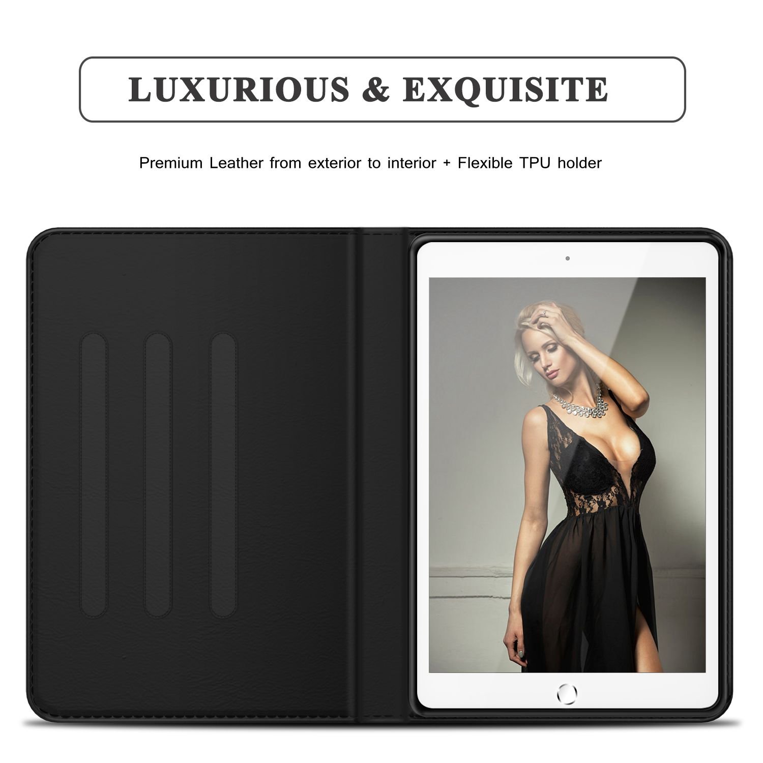 iPad Pro 10.5 Case, LoHi Genuine Leather Business Case Auto Sleep Multi-Functional Adjustable Stand Protective Cover for Apple iPad Pro 10.5 Inch 2017 Model (Black)