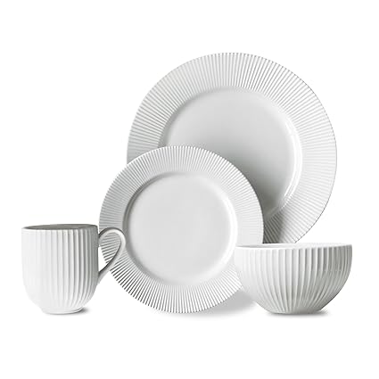 overandback 806508 Benton 16pc Dinnerware Set, Service for 4, White