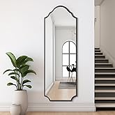 WallBeyond Arched Full Length Mirror Wall Mounted, 65"x22" Black Metal Frame Full Body Mirror for Bedroom, Living Room, Hanging or Leaning Against Wall Full Size