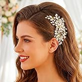 CASDRE Crystal Wedding Hair Comb Silver Rhinestone Bridal Hair Accessories Pearl Hair Pieces for Women and Brides (Gold)