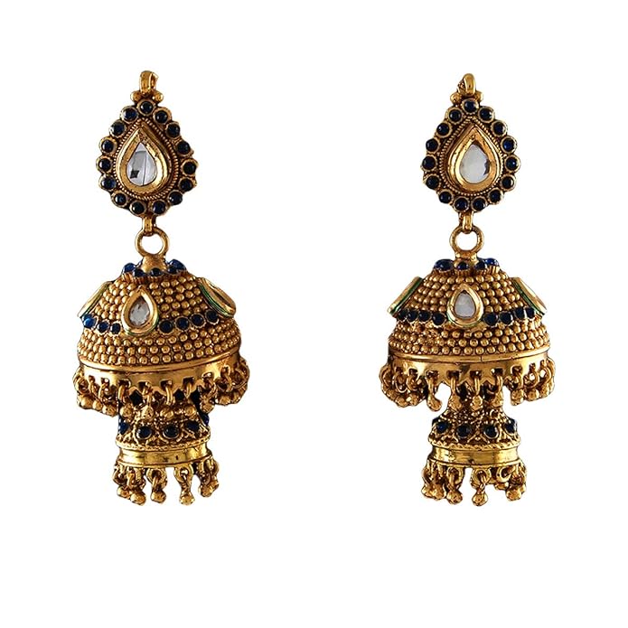 Buy 55Carat Beautiful Dangling Jhumki Earrings 18K Gold Plated Designer ...