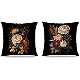 FITIE William Morris Inspired-Vintage Peony Floral Pillow Covers 18x18 Set of 2, Dark Cottagecore Decor, Moody Rustic Fall Peony Flower Botanical Decorative Pillow Covers for Home Living Room Bedroom