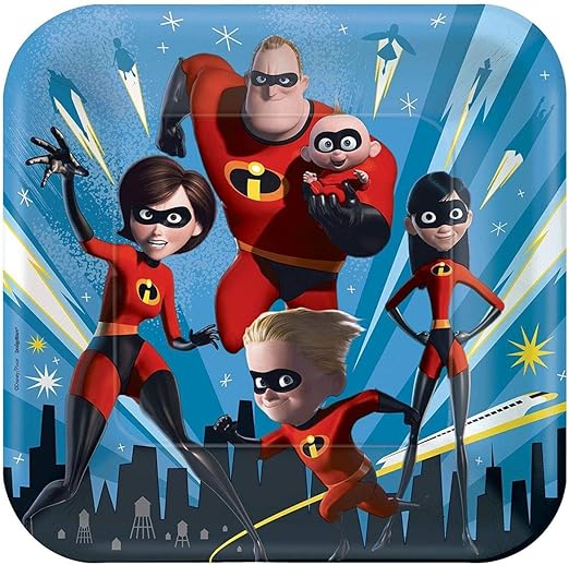 Amazon Com Amscan 6107606 Incredibles 2 Paper Dinner Plates 8