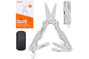 NexTool S0 Micro Scissors Multitool,8-in-1 Mini Pocket Knife Multi Tool with Serrated Scissors,Tweezers，Eyeglass Screwdriver,