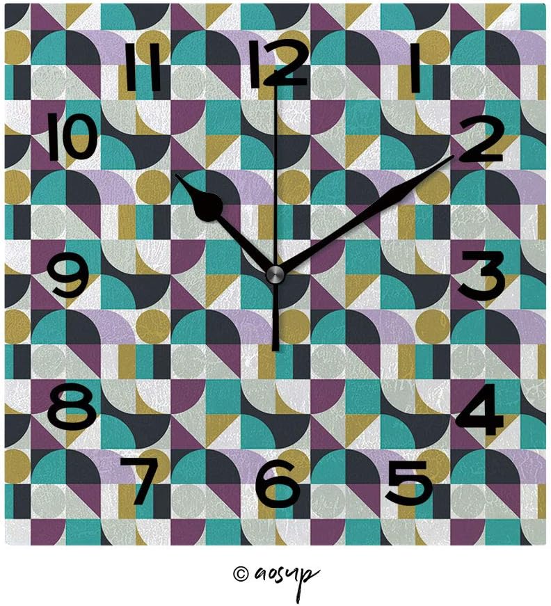 YOLIYANA Frameless Clock 3D DIY Decorative Clock Geometry Minimalistic Artwork Poster with Simple Shape and Figure 8 Inch Large Size Square Wall Clock for Living Room Bedroom Office Hotel