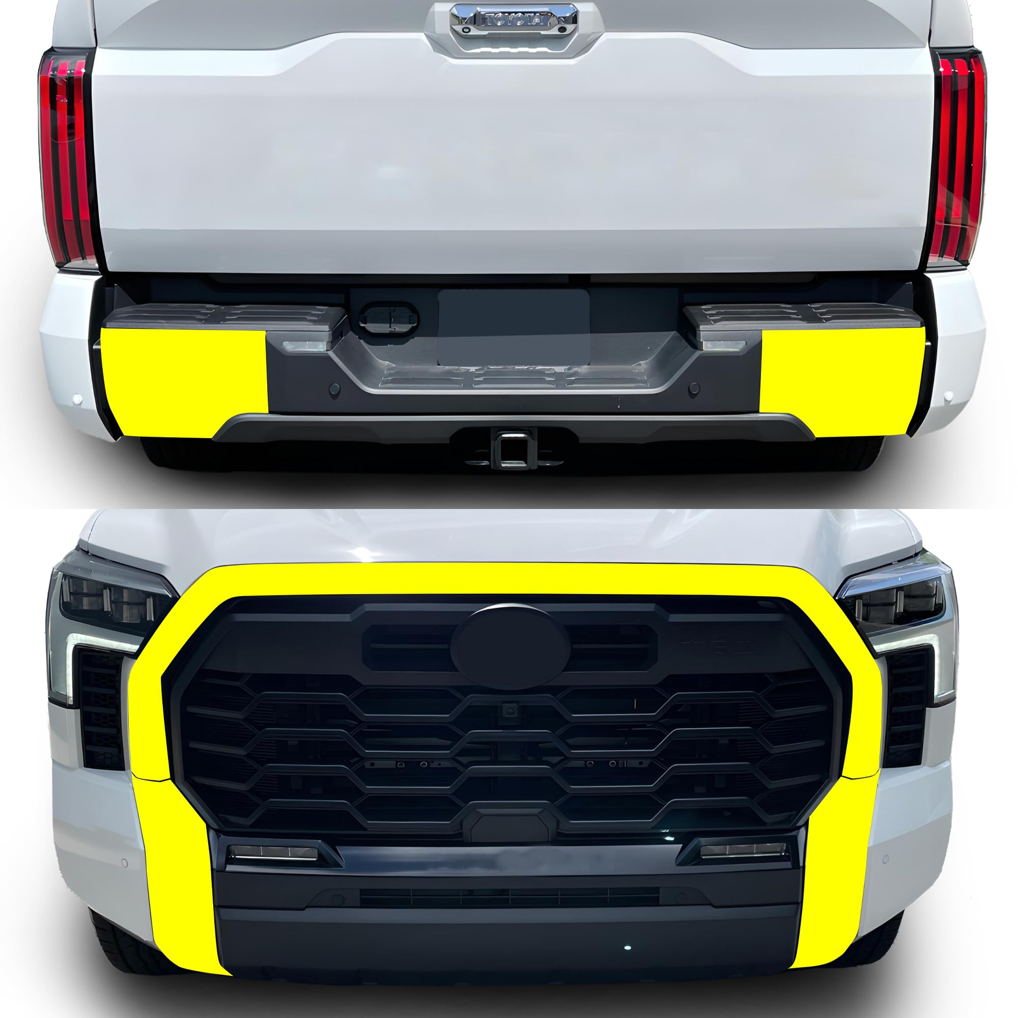 Photo 1 of BOGAR TECH DESIGNS Front Grille Rear Chrome Delete Sticker Decal Vinyl Film Replacement Compatible with Toyota Tundra 2022-2025, Matte Black