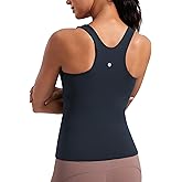 CRZ YOGA Butterluxe Workout Tank Tops for Women - Racerback Padded High Neck Yoga Athletic Shirt with Built in Bra