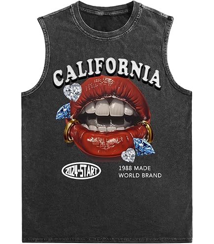 WDIRARA Men's Y2k Lip Graphic Tank Tops Hip Hop Sleeveless