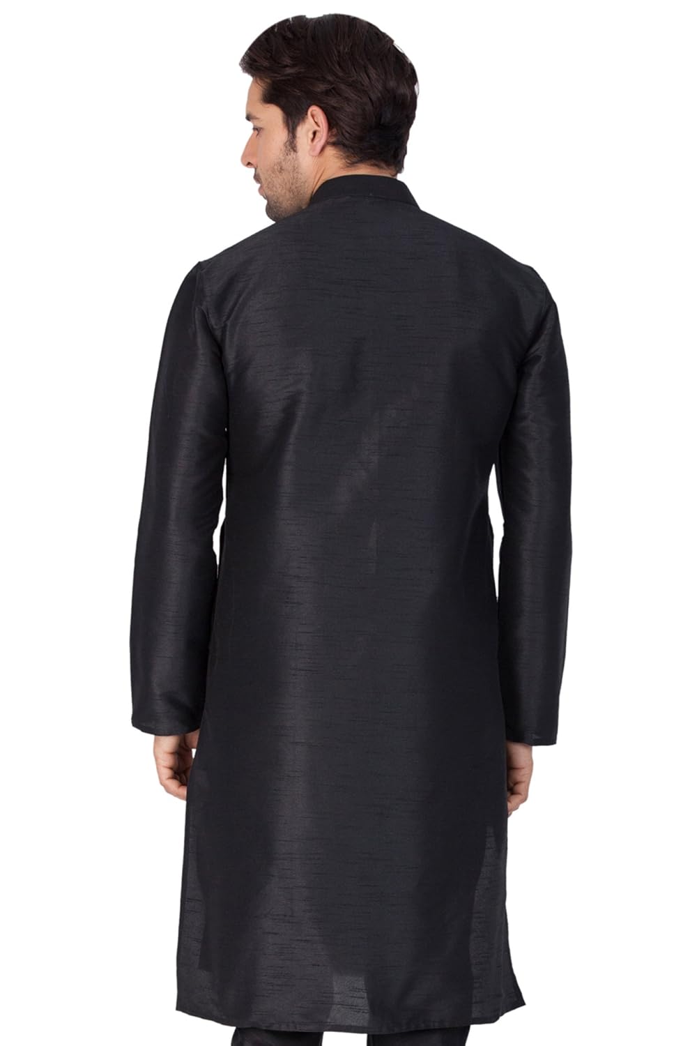 vastramay mens cotton silk kurta (black_vasmkbl001)