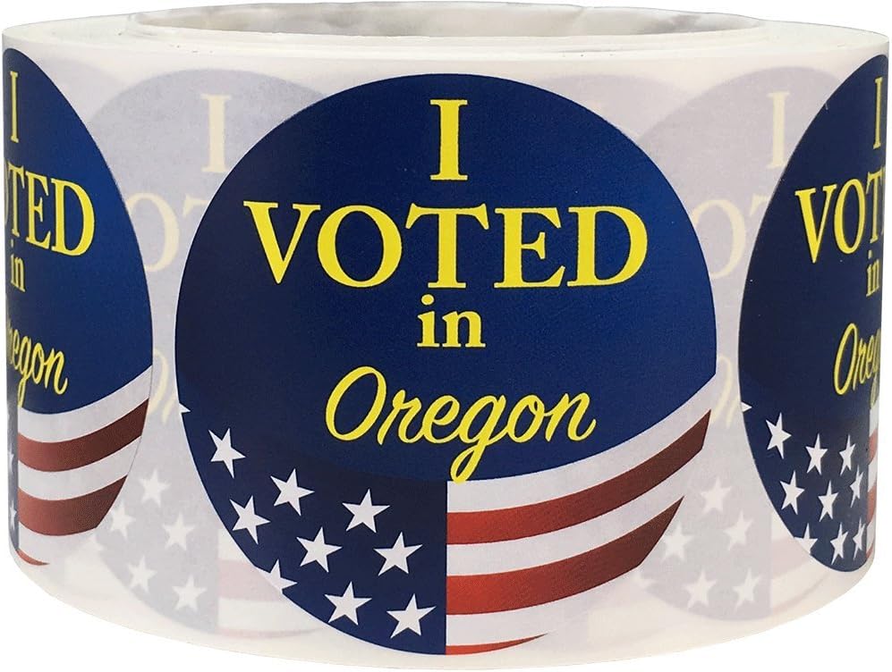 I Voted in Oregon Stickers for Election Day 2.5 Inch Round Circle Dots 500 Total Adhesive Stickers