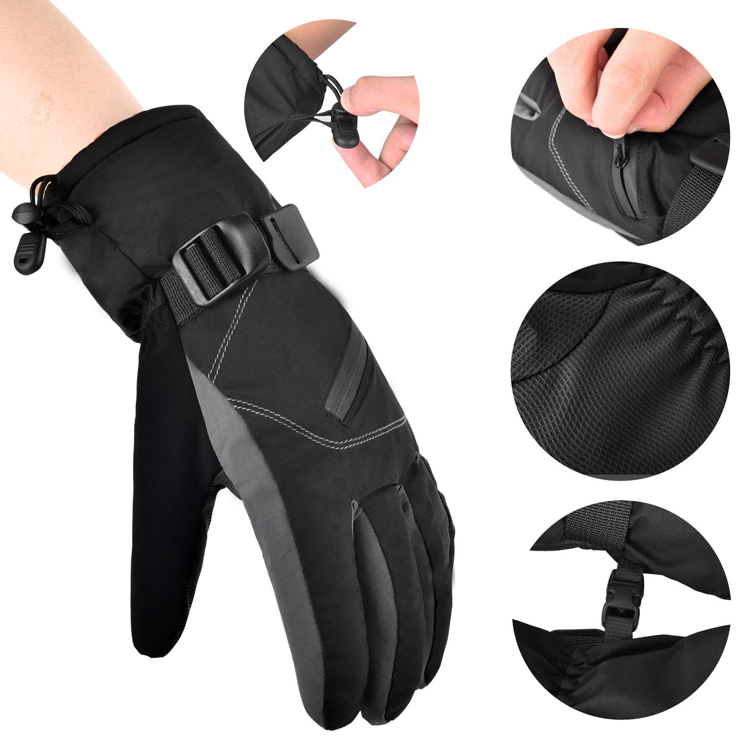 Gants Ski,Gants Hiver Chaud Homme et Femmes,-20℃ Isolation à Froid,Étanches Anti-dérapant et Coupe-Vent,Gants Sports d\'hiver en Plein Air pour Ski,Snowboard,Moto,Cyclisme
