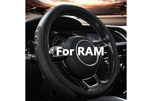 Yangday Leather Steering Wheel Cover for Dodge Ram 1500 2500 3500, 15.5-16 Inches Car Steering Wheel Cover with Anti-Slip Massage Particle (Black)