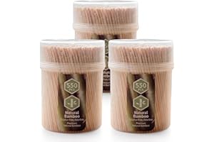 Hivelane [1650 Count] Bamboo Wooden Toothpicks Wood Round Single-Pointed Tooth Picks - Toothpicks for Appetizers, Fruits and 