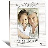 Beliran Memaw Gifts Picture Frame 5x7, Grandma Photo Frame, Christmas Mothers Day Birthday Gifts for Memaws from Grandkids, World's Best Memaw Wooden Picture Photo Frames for Desk Home Room Decor