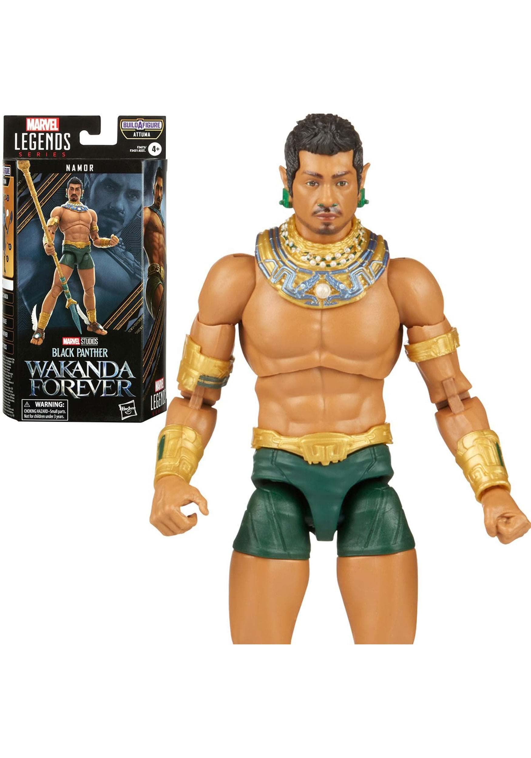 Marvel Hasbro Legends Series Black Panther Wakanda Forever Namor 6 - inch Action Figure Toy, 3 Accessories, 1 Build - A - Figure Part, Multicolor (F3673), Multicolor