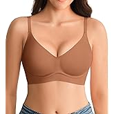 Jelly Bras for Women No Underwire - Wireless Seamless Padded Bralette, Full Coverage Back Smoothing Bra with Support (S-2XL)