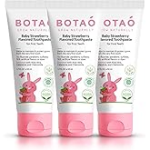 BOTAO Fluoride Free Baby Toothpaste | Natural Toddler Toothpaste | Strawberry Flavored - Training Toothpaste for Toddlers | E