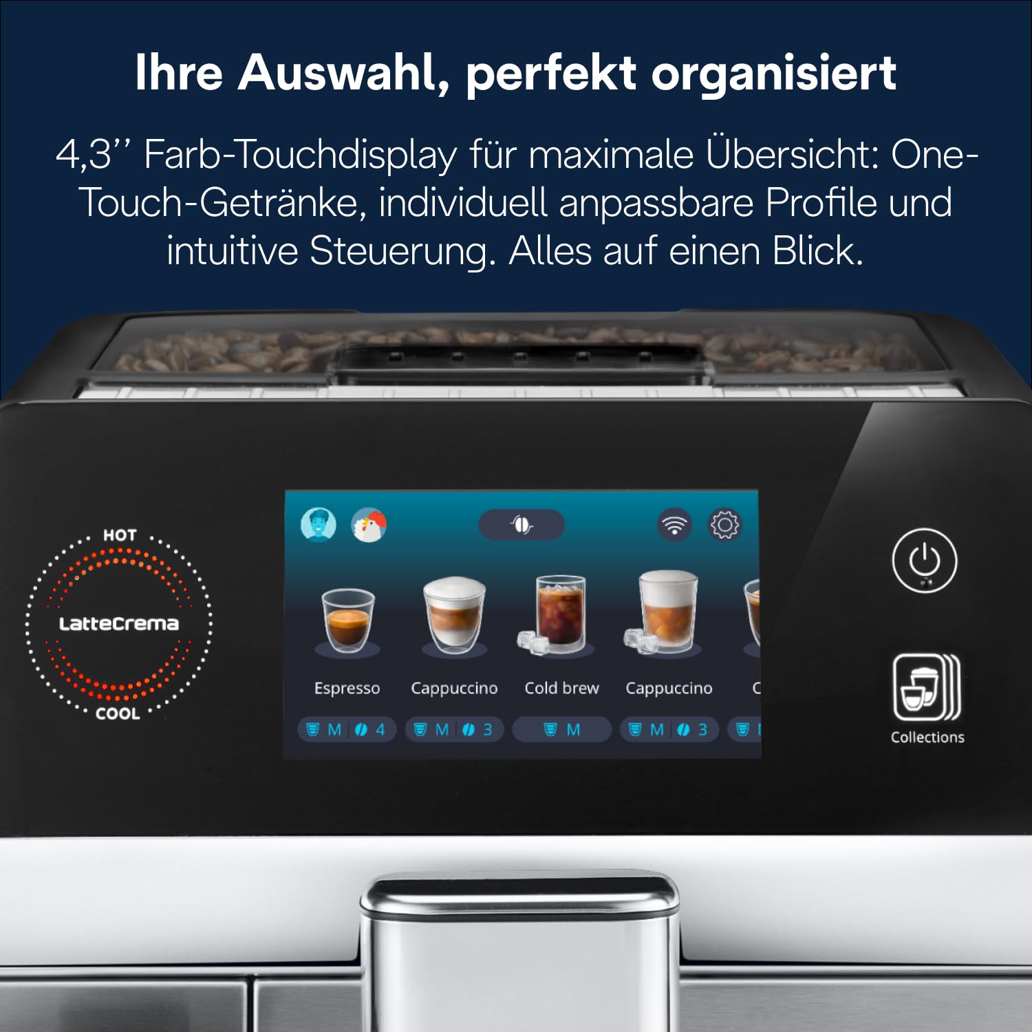De'Longhi Eletta Ultra Kaffeevollautomat NEU - LatteCrema Milchsystem, 50+ heiße & kalte Getränke, besonders leise, intuitives Farb-Touchdisplay, einfache Reinigung, Metallgehäuse (ECAM472.85.MB) 7