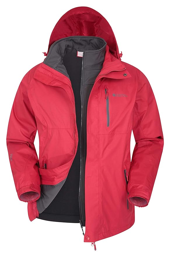 Mountain Warehouse Bracken Mens 3 in 1 Waterproof Triclimate Jacket Red