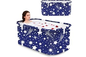 JSQBSECL Portable Foldable Bathtub,Foldable Soaking Bathtub for Adults, Freestanding Bathtubs, Hot Bath Tub, Ice Bath, Family Bathroom SPA Tub 47.2x19.7x21.7inch (Star)
