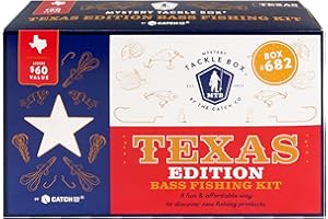 CATCH CO Mystery Tackle Box Texas Bass Elite Fishing Kit – 7-9 Freshwater Baits for Largemouth, Smallmouth & More – Includes Exclusive Texas Decal