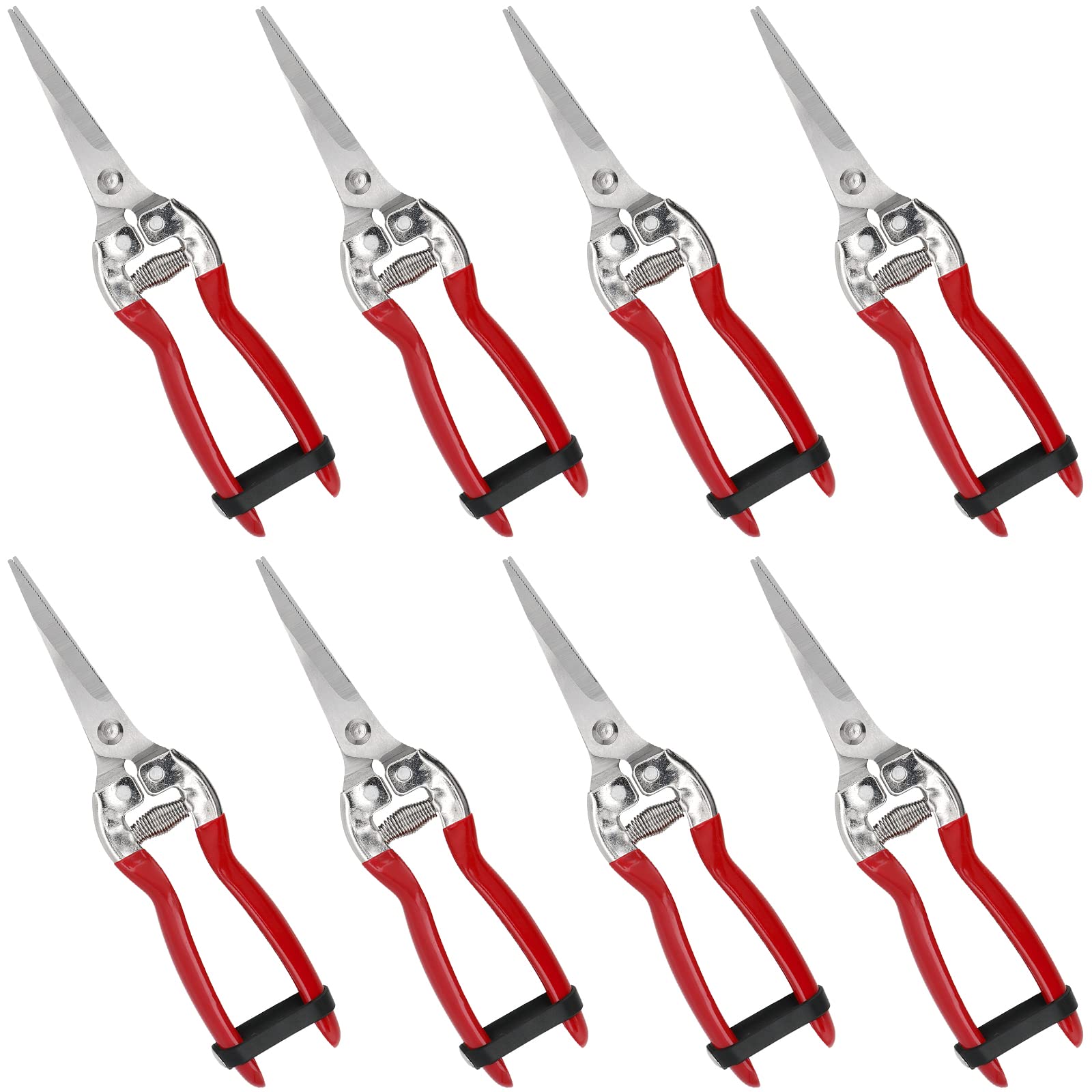 MUKLEI 8 PCS 7.87 inch Gardening Plants Scissors, Stainless Steel Straight Pruning Shears for Trimming Plants, Picking Fruit and Arranging Flowers, Use on 5mm Branches