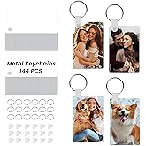 AceSubli 144 Pcs Metal Sublimation Keychain Blanks Bulk, 48 Double Sided Sublimation Key Chains with 48 Rings & 48 Clips Premium Coating Aluminum Keychains Blanks for DIY Gifts, Rectangle 2.4"x1.6"