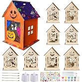 HABDJILTY 35Pcs Halloween Wooden Houses Craft Kit DIY Paint 3D Ghost House | Halloween Party Painting Supplies,Pumpkin Ghost House for Fall,Halloween Party Favors Treasure Classroom Favors
