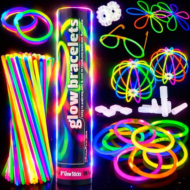 The Glowhouse Premium 206 Piece Glow Stick Party Set with Connectors