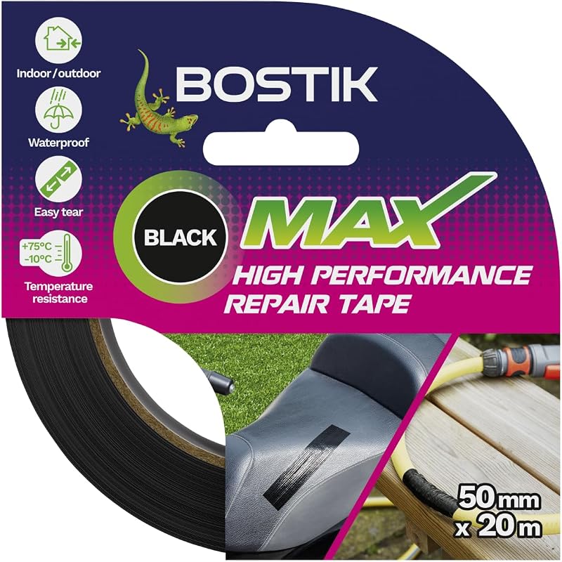 Bostik Max Repair Tape Black 50mm x 20m Ultra Strong Waterproof Duct Tape