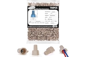 Lenporl 750PCS Tan Wire Nuts Connectors P11 Twist Wire Caps Electrical Wire Connectors, Winged Springs Screw Terminals Wire Nuts Tan Assortment Kit for Wire Connection