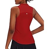 PINSPARK Women Golf Shirts Sleeveless UPF 50+ Tennis Polo Shirts 1/4 Zip with Collar Racerback Tank Tops Pickleball Shirts