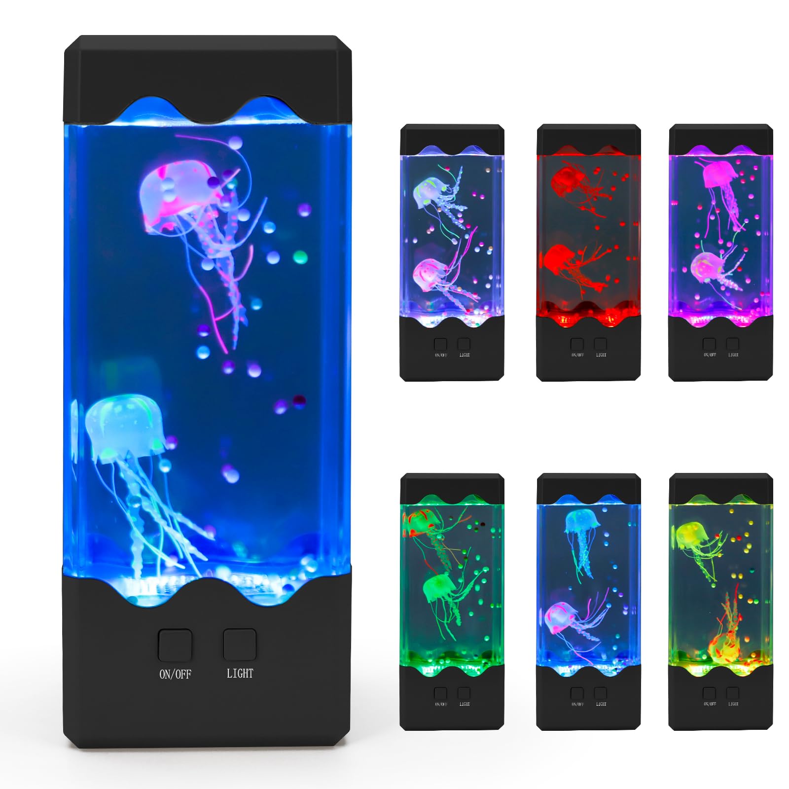 Photo 1 of NIUFAN Jellyfish Lamp, LED Jelly Fish Aquarium Tank Night Light 7 Color Changing Mood Lamp for Home Office Decor, Birthday Christmas Gifts for Kids Women Men Square?Black?