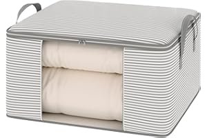 2 Pack Clothes Storage Bag, Foldable Fabric Closet Organizers and Storage, Organizer Bin Moving Bags, with Reinforced Handle,