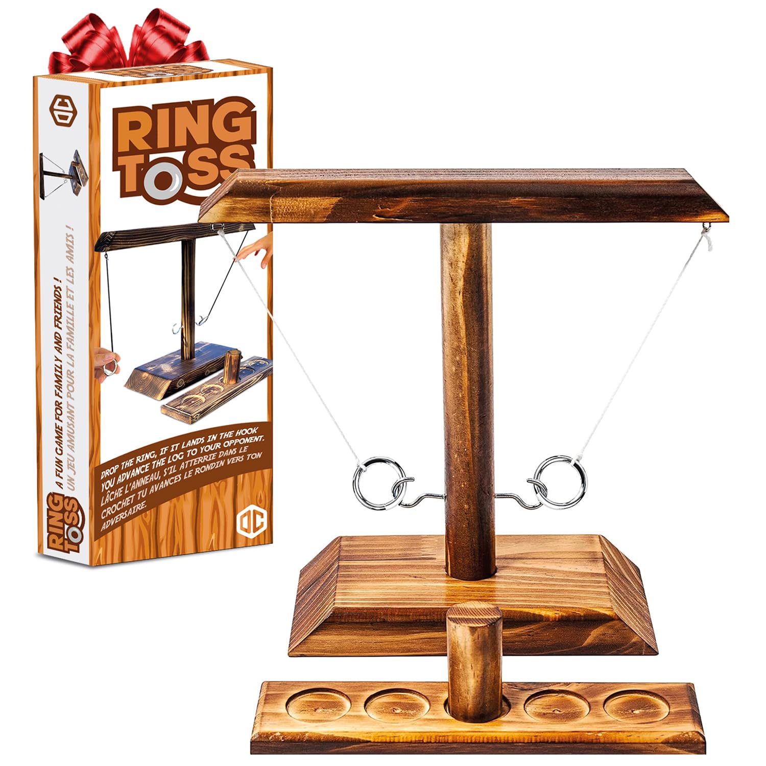 Original Cup Ring Toss® Game | Wooden Skill Game | Premium Quality | Hanging Ring Thrower | Who Will Be the Fastest ? | Indoor & Outdoor | Adults | 100% Wood | 100% Fun | SparkL®