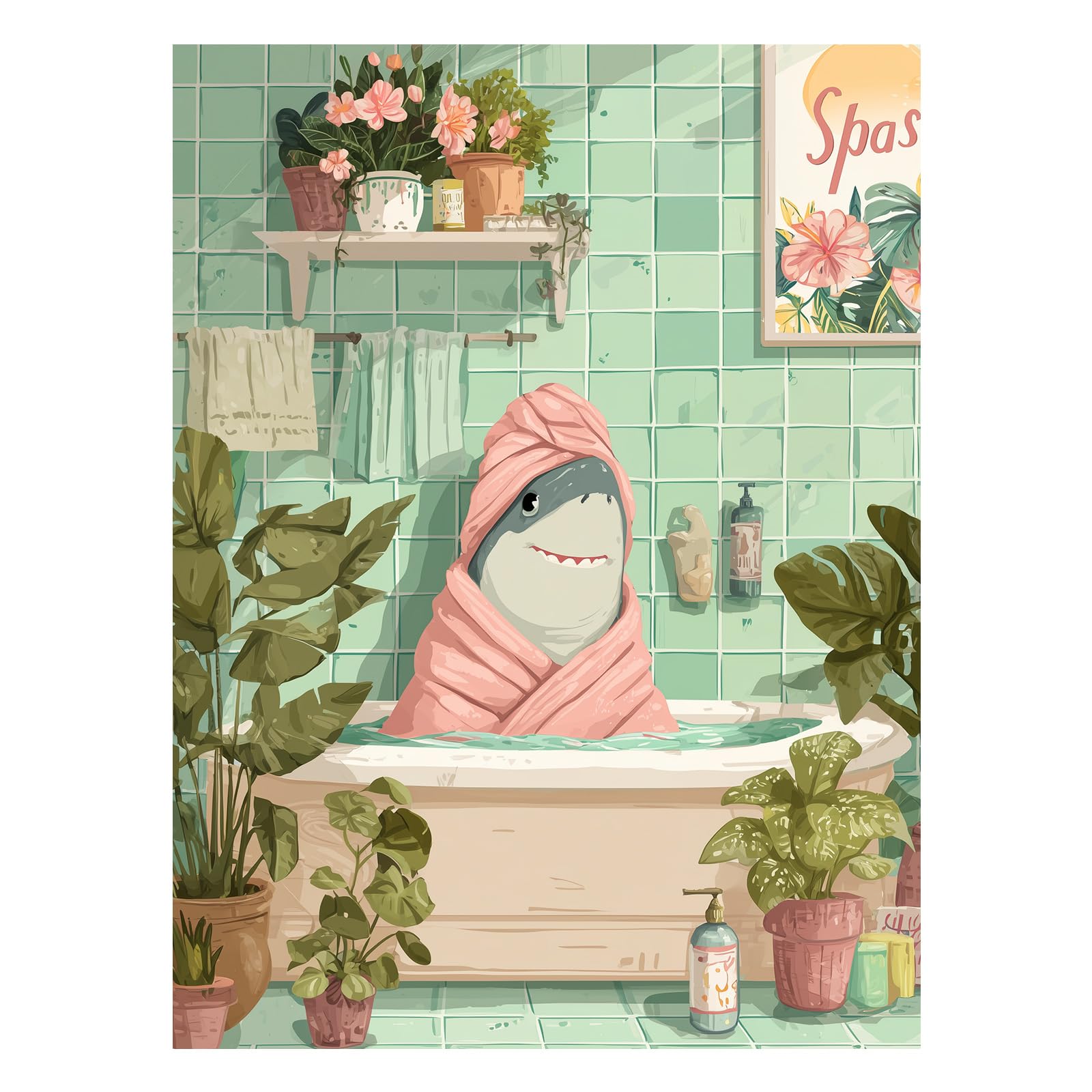 Mafenr Art Shark Paint by Numbers for Adults, Shark Paint by Numbers, Painting by Number Canvas for Gifts and Decorate 30x40cm/12x16Inch