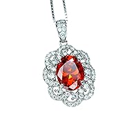 High Quality Red Orange Sunstone Necklace - Tangerine Orange Sapphire Pendant - Sterling Silver Life Flower 2 CT Spessartite Garnet Jewelry