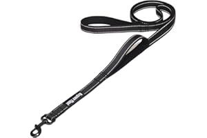 Maxpower Planet - Heavy Duty Dog Leash - 6ft Long with Double Traffic Handle Reflective Black - Perfect for Medium to Large D