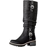 GLOBALWIN Women's Chunky Low Heels Boots Knee High Boots For Women