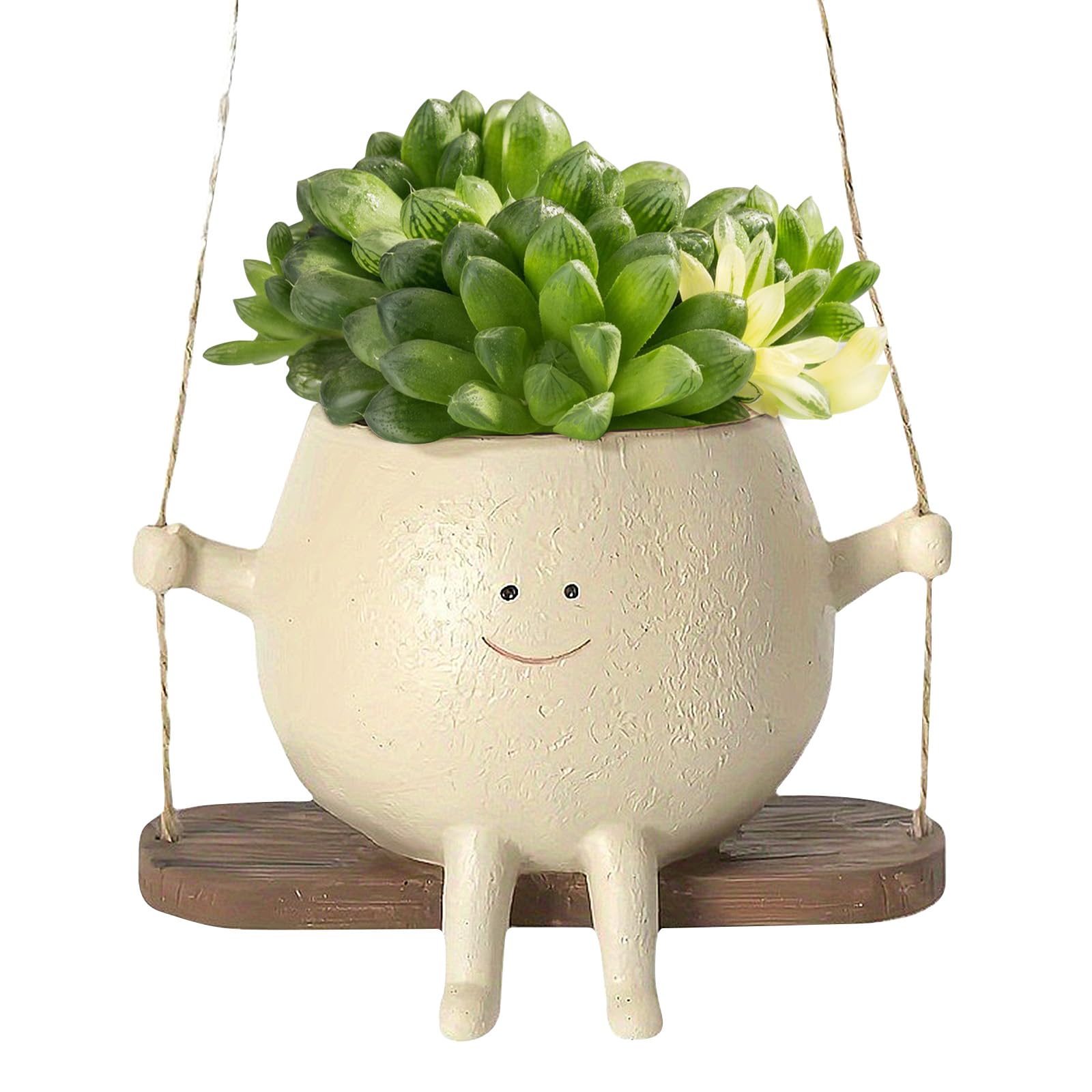 Photo 1 of Ttarxug Hanging Swing Chair Planter Pot, Cute Hanging Flower Pot for String of Pearls Plant Live, Swinging Plant Pot for Indoor Outdoor Plants (1)