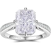 BAGUTTA PAVONE 1CT Natural Green Olivine/Yellow Crystal/White/Blue Topaz Stone/Radiant Cut White/Pink/Yelow/Blue/Green Stone/3-Stone Engagement Rings for Women 18K Gold Plated 925 Sterling Silver