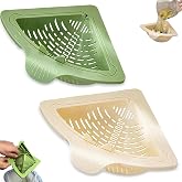 Magnetic Triangle Sink Strainer Basket for Straight 90&deg; Sink Corners | Twist-Open Food Scrap Catcher &amp; Fast-Drain Basket with Strong Magnetic Hold and Adhesive Plates for Non-Magnetic Sinks