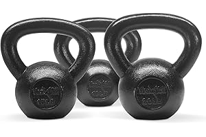 Yes4All Kettlebell Sets, 5 - 10 - 15 - 20 - 25 - 30 LB Cast Iron Strength Training Kettlebells, Wide Handles & Flat Bottom, Multi-Level from Beginners to Pros for Strength Training & Home Gym