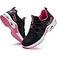 LANSNBO Steel Toe Shoes for Women Indestructible Safety Work Shoes Air Cushion Lightweight Breathable Utility Sneakers Puncture Proof Slip Resistant Composite Toe Footwear