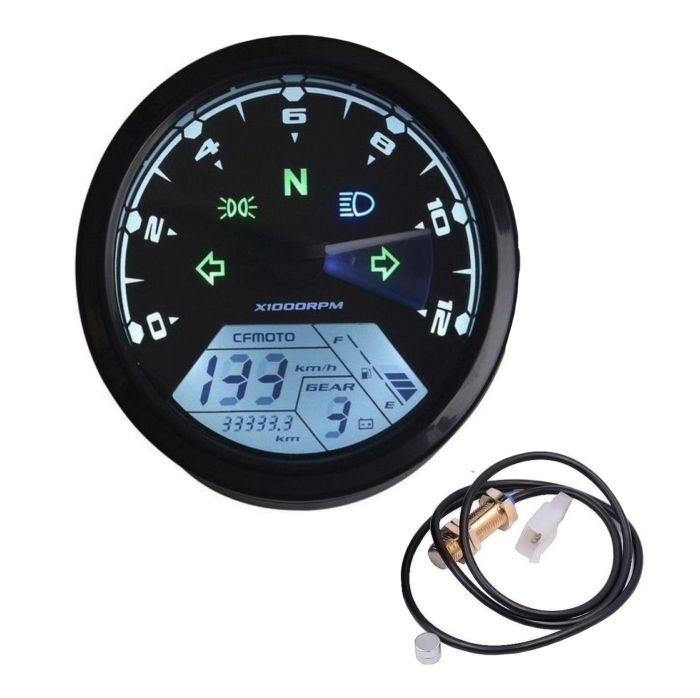 Ambuker 199 KMH MPH 12000 rpm LCD Digital Speedometer