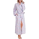 Lavenderi Women’s 100% Cotton Long Kimono Lounge Bathrobe Robe, Ladies Loungewear for Spa