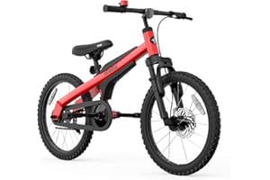 Segway Ninebot 18" Kids Bike Ages 5-10, w/Aerospace Aluminum Frame, Enclosed Chain, Shock Absorbing Suspension, Disc Brakes and Kickstand - Red & Blue