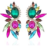 Canboer Vintage Rhinestone Statement Earrings Fancy Crystal Cluster Drop Dangle Earrings for Women
