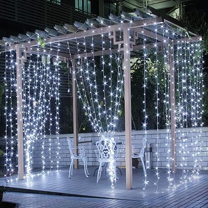 CITRA 240 LED 9.8Feet Curtain Lights Icicle Lights Fairy String Lights with 8 Modes for Wedding Party Family Patio Lawn Decoration - Cool White