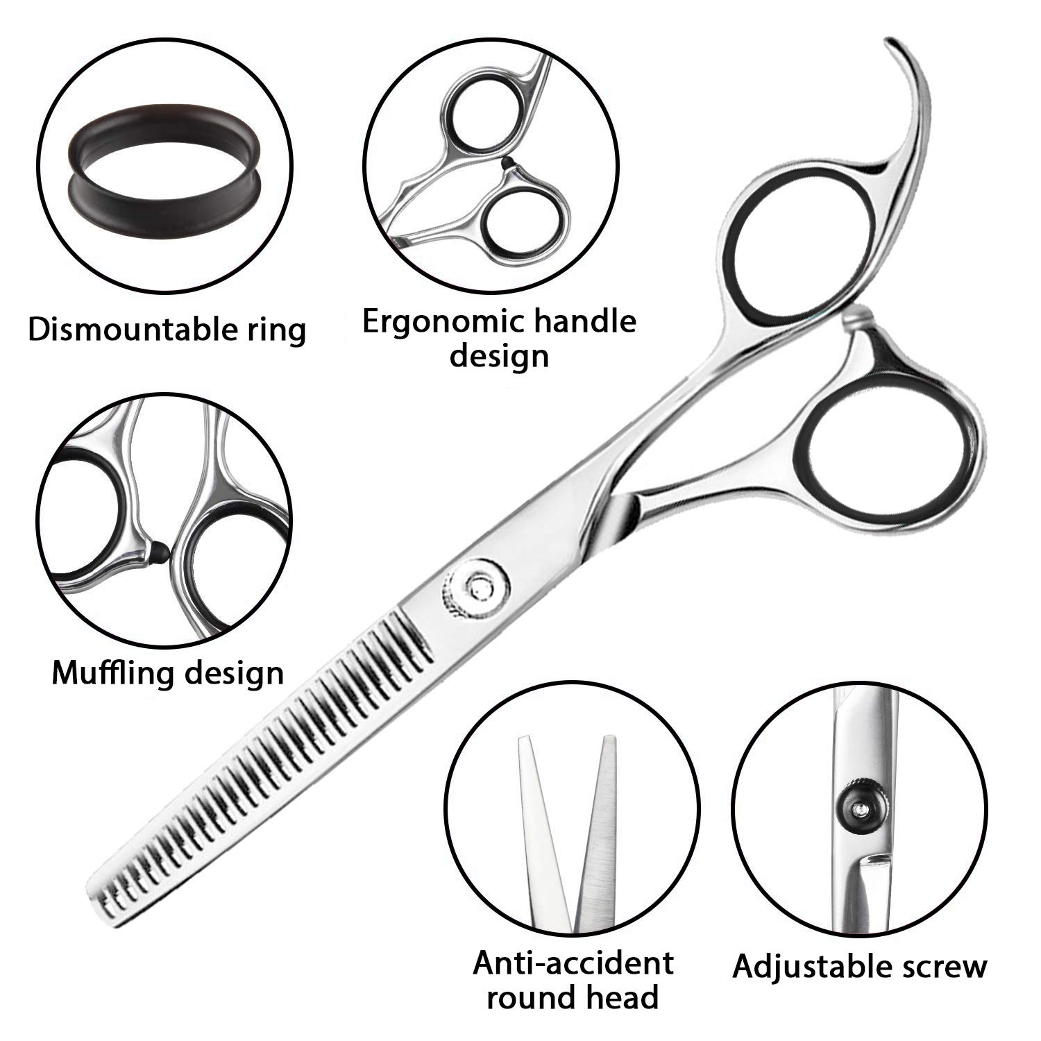 10 PCS Professional Hair Cutting Scissors 6.7inch Barber Thinning Scissors Hairdressing Shears Japanese Hair Cutting Shears Set with Cape Clips Comb for Barber Salon and Home 9010 Blue : Beauty